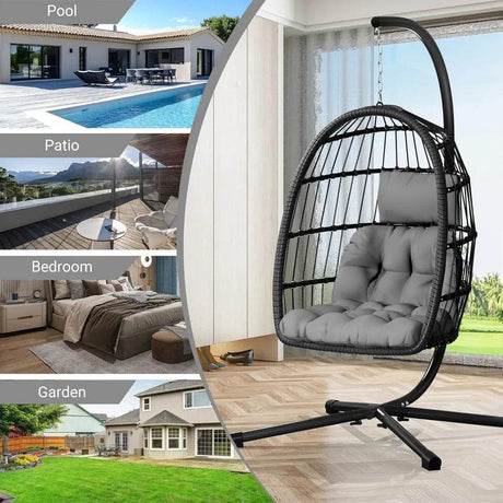 Outdoor Patio Egg Chair with Stand - XMSJ - Sleep Galleria