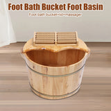 Cedar Wood Foot Bath Bucket With Massage Roller
