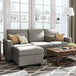 Convertible Firm Linen Fabric Sectional Sofa Light Grey - Calmora - Sleep Galleria
