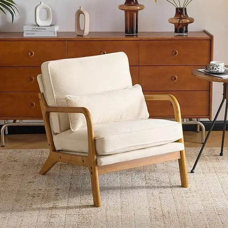 Mid - Century Modern Chenille Armchair with Lumbar Pillow - Calmora - Sleep Galleria
