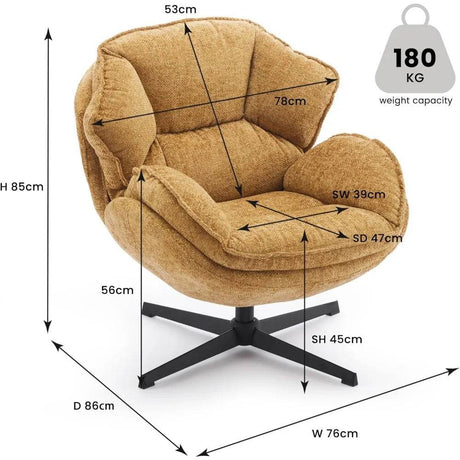 Ergonomic Swivel Living Room Chair with Metal Legs - ticify - Sleep Galleria