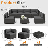 7-Piece Outdoor Rattan Wicker Sectional Sofa Set - Sleep Galleria