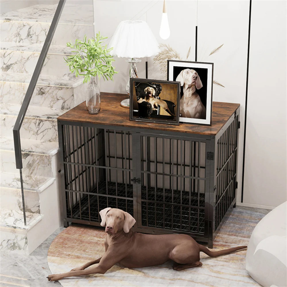 Multifunctional Wooden Dog Crate With Removable Tray