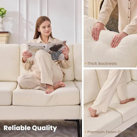 Modern Modular Corduroy Sectional Sofa With Convertible Chaise - Calmora - Sleep Galleria