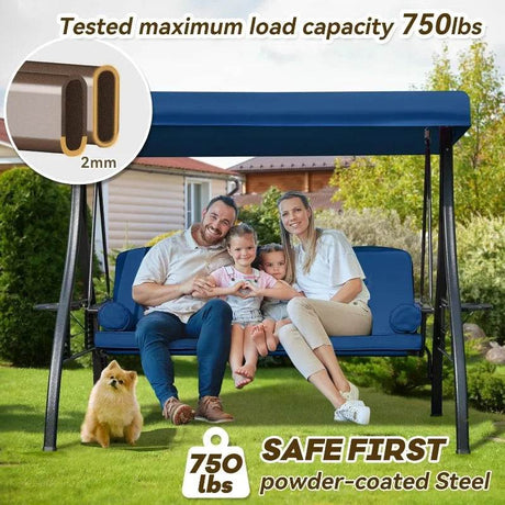 3 Seat Outdoor Porch Swing with Canopy - Calmora - Sleep Galleria