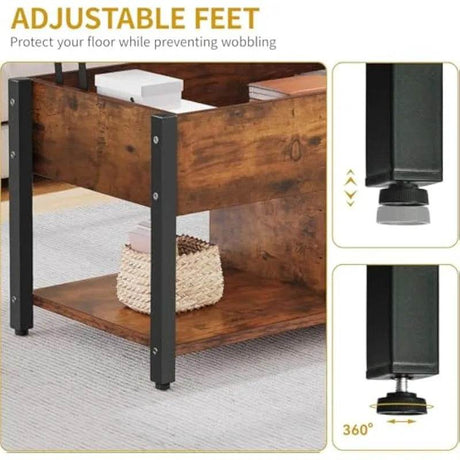 Rustic Brown Lift Top Coffee Table - Calmora - Sleep Galleria