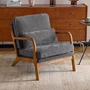 Mid - Century Modern Chenille Armchair with Lumbar Pillow - Calmora - Sleep Galleria