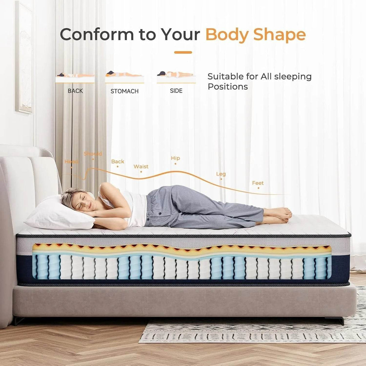 Medium Firm 10-Inch Lavender Memory Foam Hybrid Mattress - Sleep Galleria