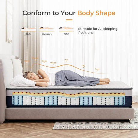 Medium Firm 10-Inch Lavender Memory Foam Hybrid Mattress - Sleep Galleria