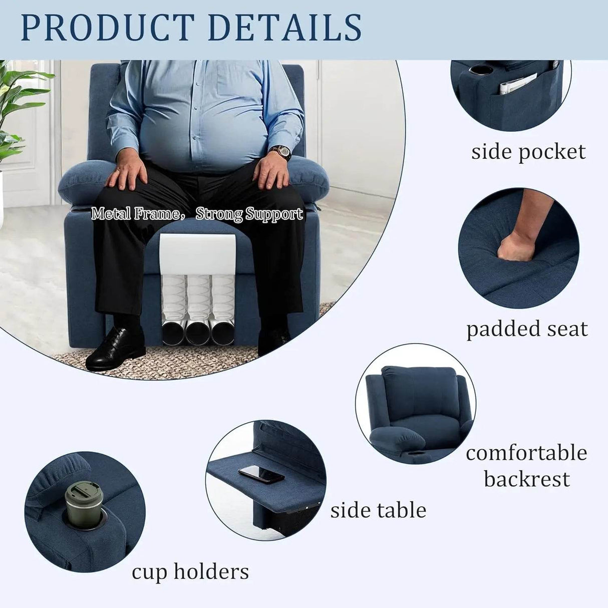 Power Recliner Chair Upholstered Heated Massage - Sleep Galleria