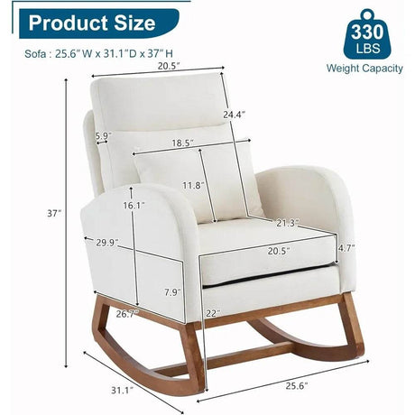 Beige Linen Upholstered Nursery Rocking Chair - Calmora - Sleep Galleria