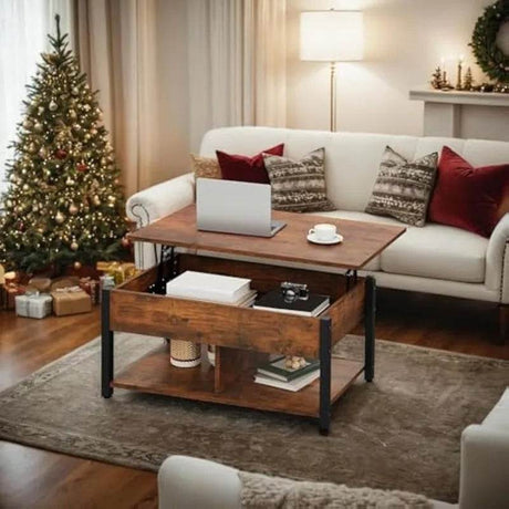 Rustic Brown Lift Top Coffee Table - Calmora - Sleep Galleria