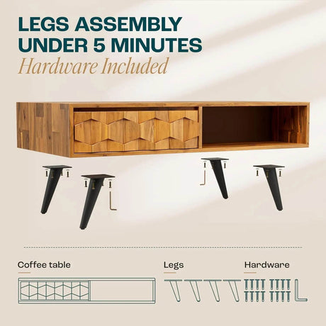 Mid - Century Modern Solid Wood Coffee Table - XMSJ - Sleep Galleria
