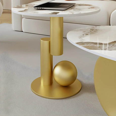 Modern Stone Coffee Table with Metal Base - XMSJ - Sleep Galleria