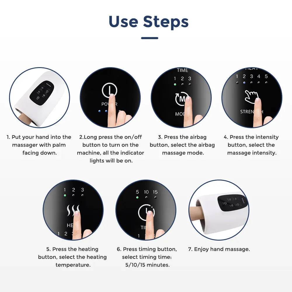 Electric Hand Massager Air Compression Hot Compress Device - Sleep Galleria