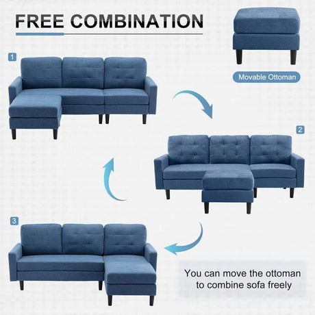 Convertible Modern Linen Fabric L - Shaped Sectional Sofa - Calmora - Sleep Galleria