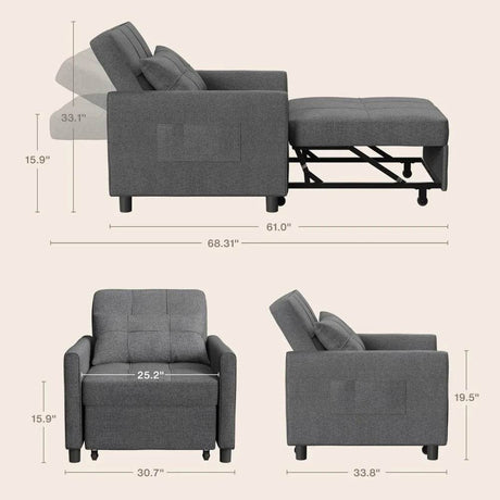3 - in - 1 Convertible Sleeper Chair Bed - XMSJ - Sleep Galleria