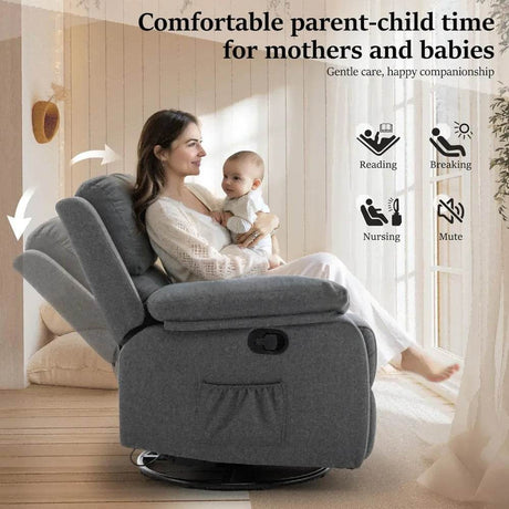 360 - Degree Swivel Rocker Recliner Chair - Calmora - Sleep Galleria