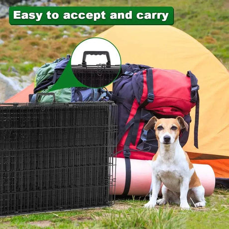 42-Inch Folding Heavy Duty Metal Wire Dog Crate - Sleep Galleria