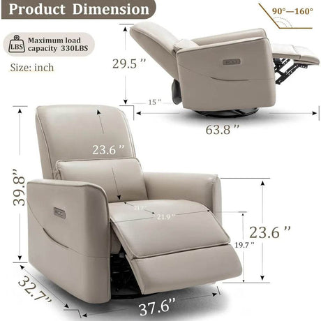 Power Rocker Swivel Electric Recliner Chair - Calmora - Sleep Galleria