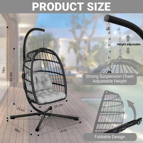 Outdoor Patio Egg Chair with Stand - XMSJ - Sleep Galleria