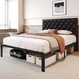 PU Leather Upholstered Bed Frame with Headboard - Sleep Galleria