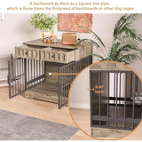 Indoor Wooden Dog Crate Furniture With Adjustable Feeder