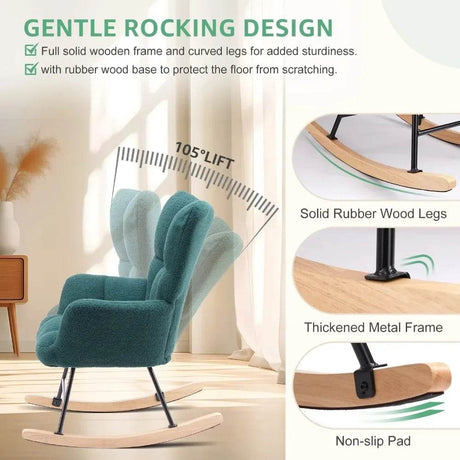 Ergonomic Teddy Bear Fabric Rocking Chair - Restalyn - Sleep Galleria