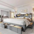 Upholstered Bed Frame with Storage Drawers - Sleep Galleria