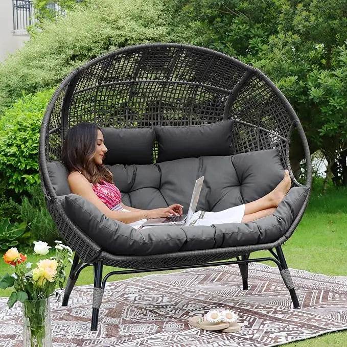 Oversized Double Egg Chair With Cushions - Sleep Galleria