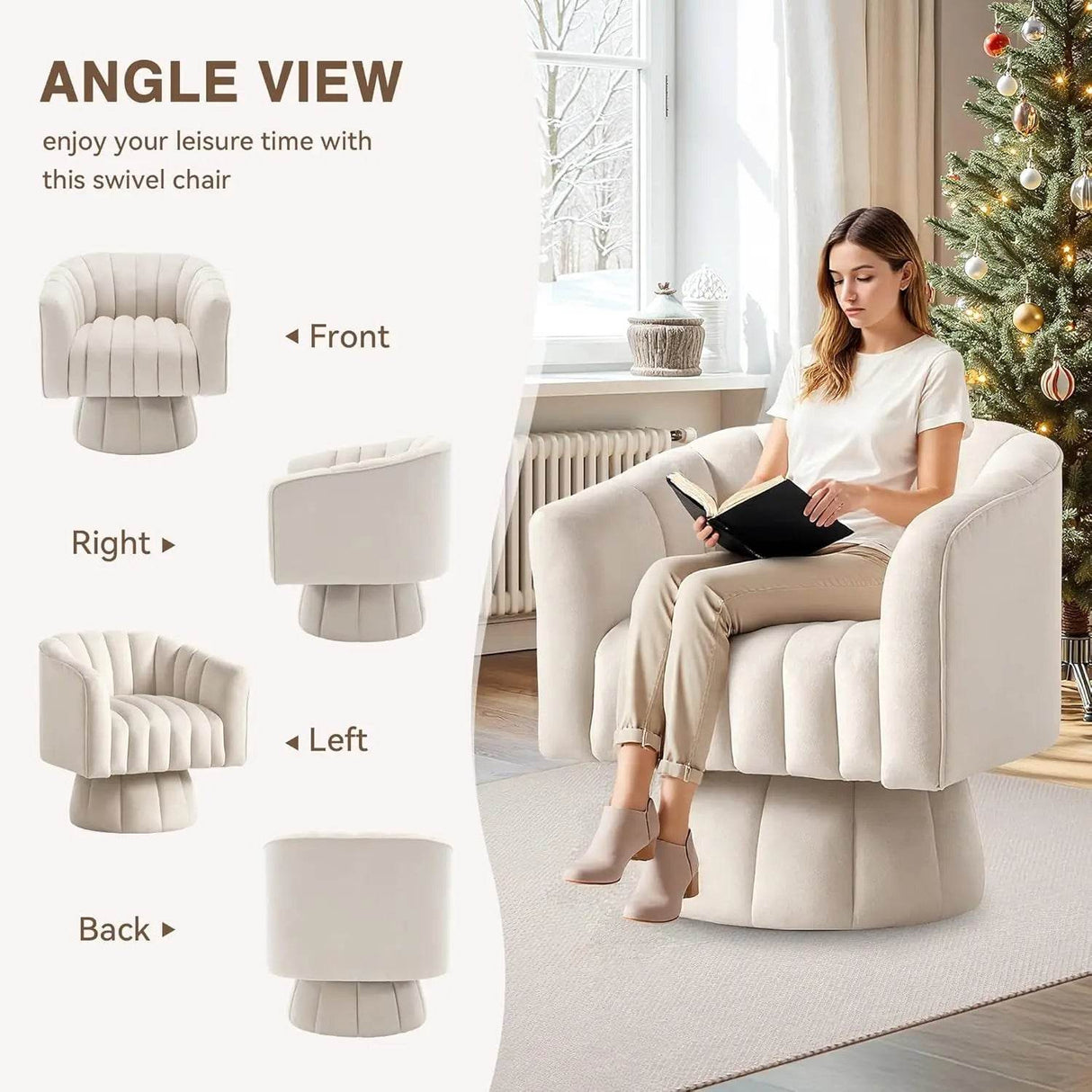 Modern Velvet 360-Degree Swivel Chair - Sleep Galleria
