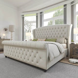 Chenille Upholstered Sleigh Bed Frame - Sleep Galleria