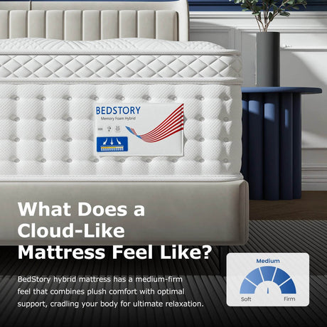 Medium Hybrid Memory Foam Pocket Spring Mattress - BedStory - Sleep Galleria