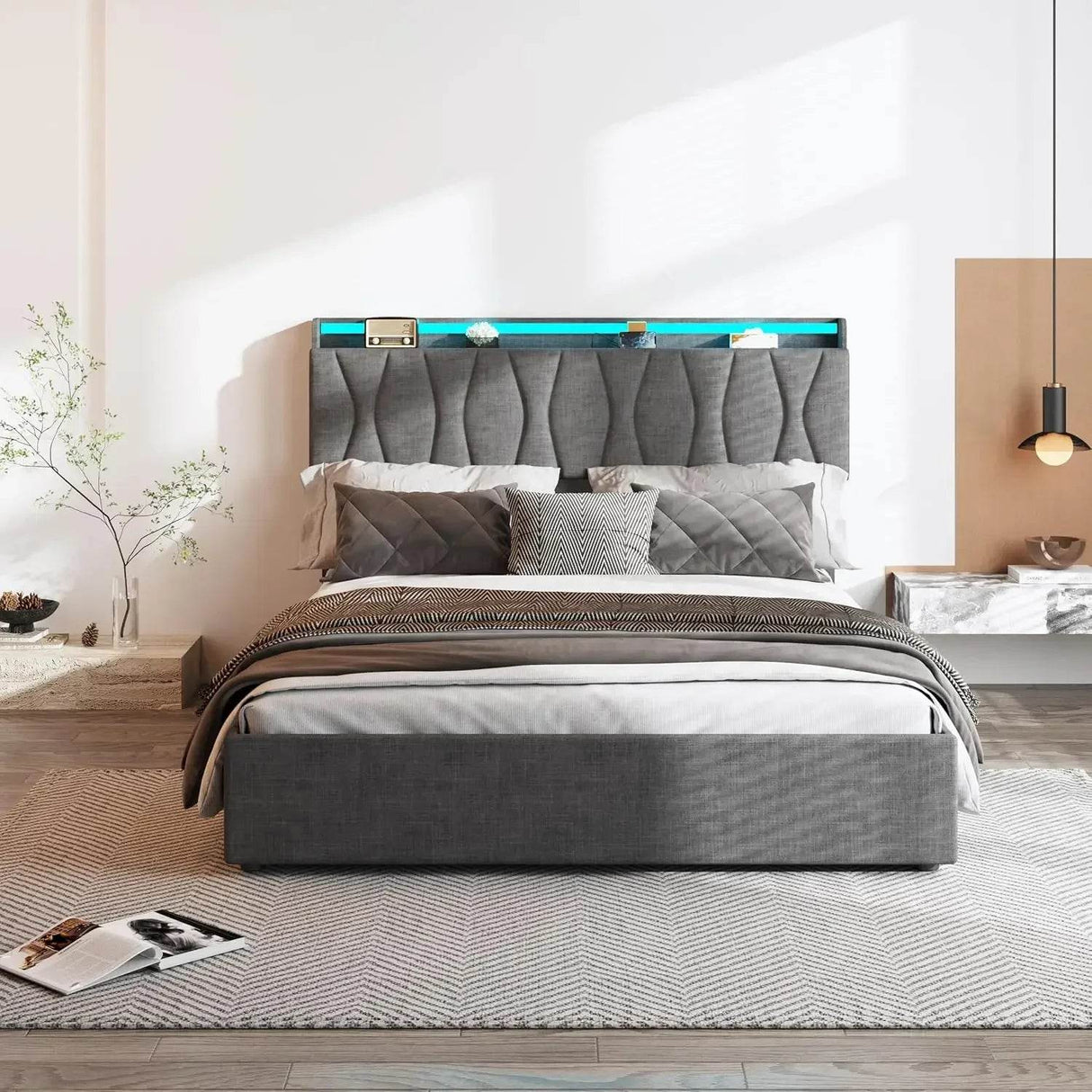 Adjustable Storage Bed Frame With Charging Station - XMSJ - Sleep Galleria