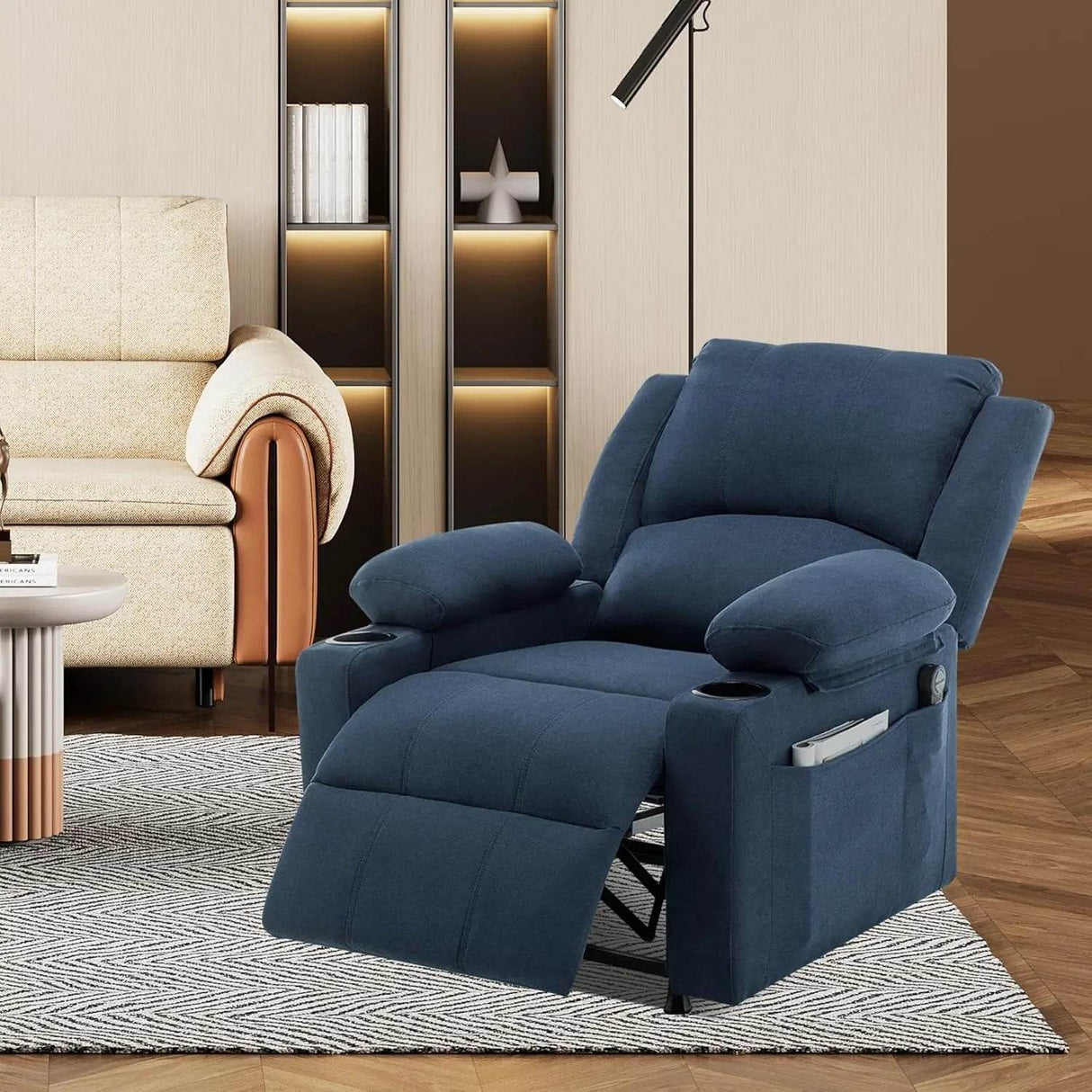 Power Recliner Chair Upholstered Heated Massage - Sleep Galleria