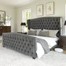 Velvet Upholstered Platform Bed Frame With Wingback Headboard - Sleep Galleria