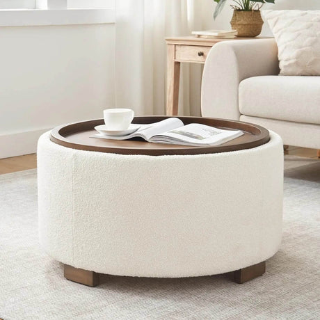 Modern Round Storage Ottoman Coffee Table - XMSJ - Sleep Galleria