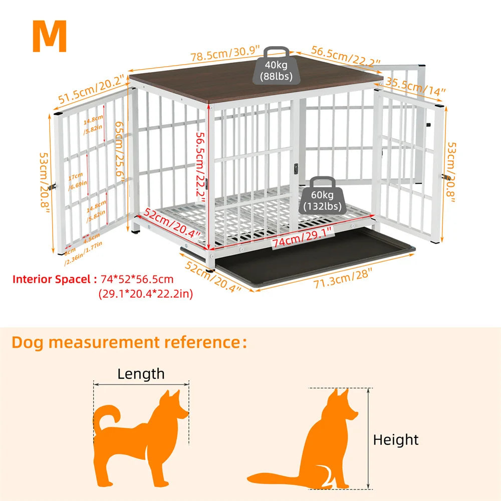 Multifunctional Wooden Dog Crate With Removable Tray