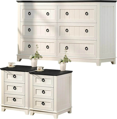 Farmhouse 3 - Piece Dresser And Nightstand Set - XMSJ - Sleep Galleria