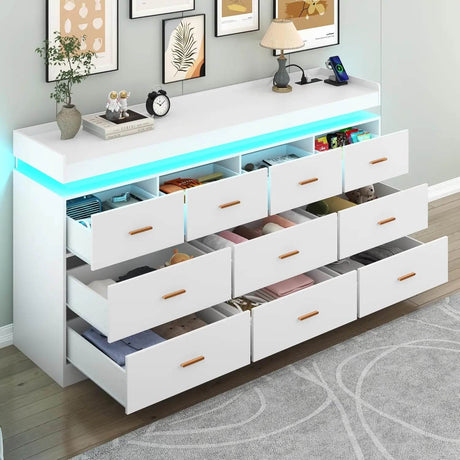 Modern 10 - Drawer Dresser with LED Light - XMSJ - Sleep Galleria