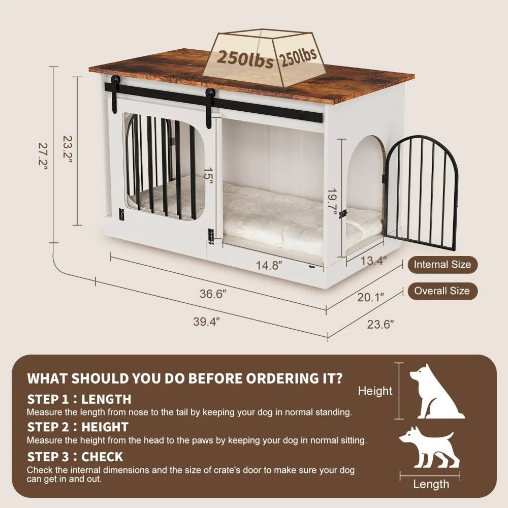 Farmhouse Style Large Indoor Dog Kennel Furniture