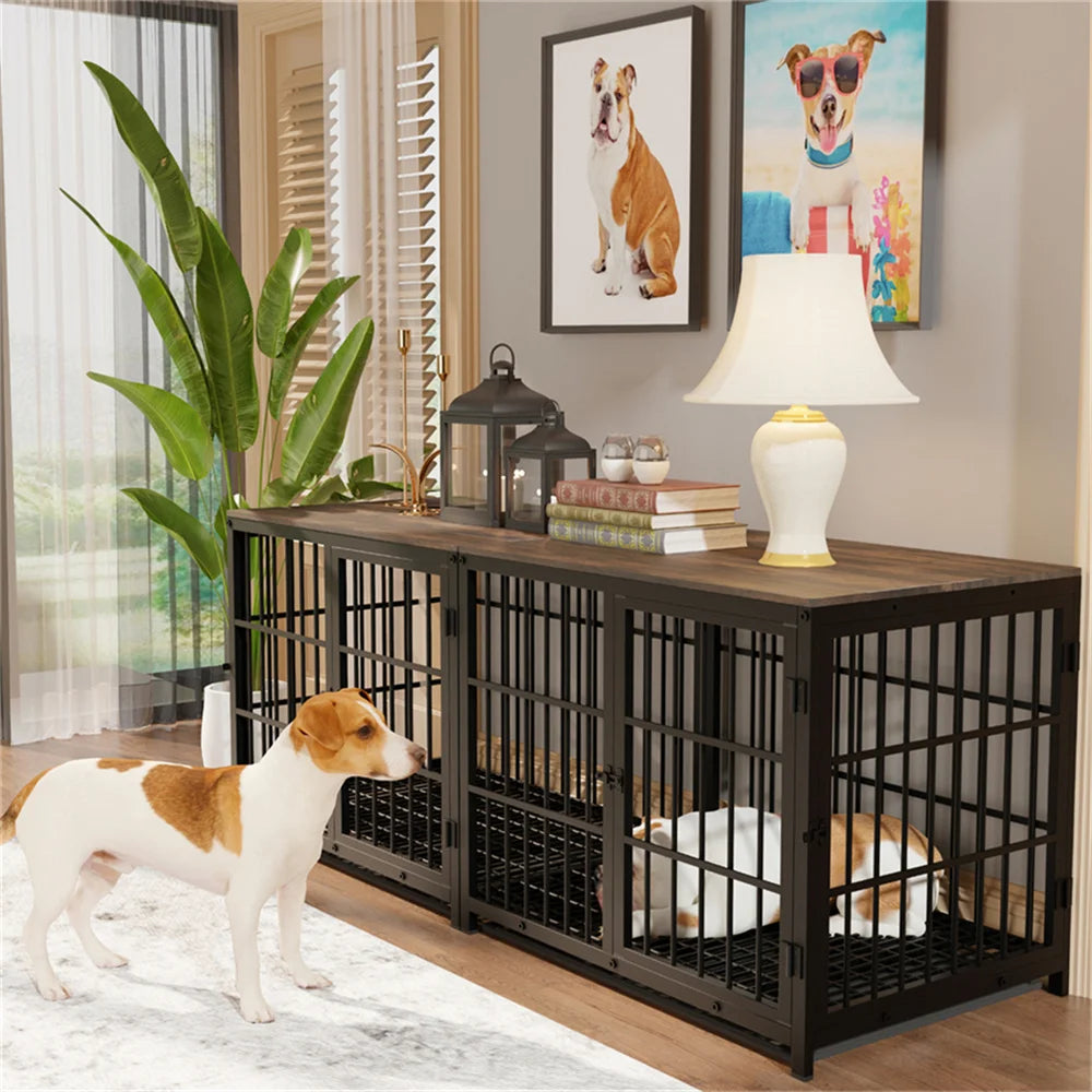 Multifunctional Wooden Dog Crate With Removable Tray