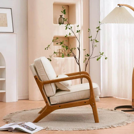 Mid - Century Linen Upholstered Accent Chair - Calmora - Sleep Galleria