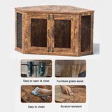 Retro Wooden Space-Saving Corner Pet Dog House