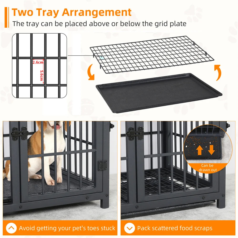 Multifunctional Wooden Dog Crate With Removable Tray