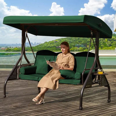 3 Seat Outdoor Porch Swing with Canopy - Calmora - Sleep Galleria