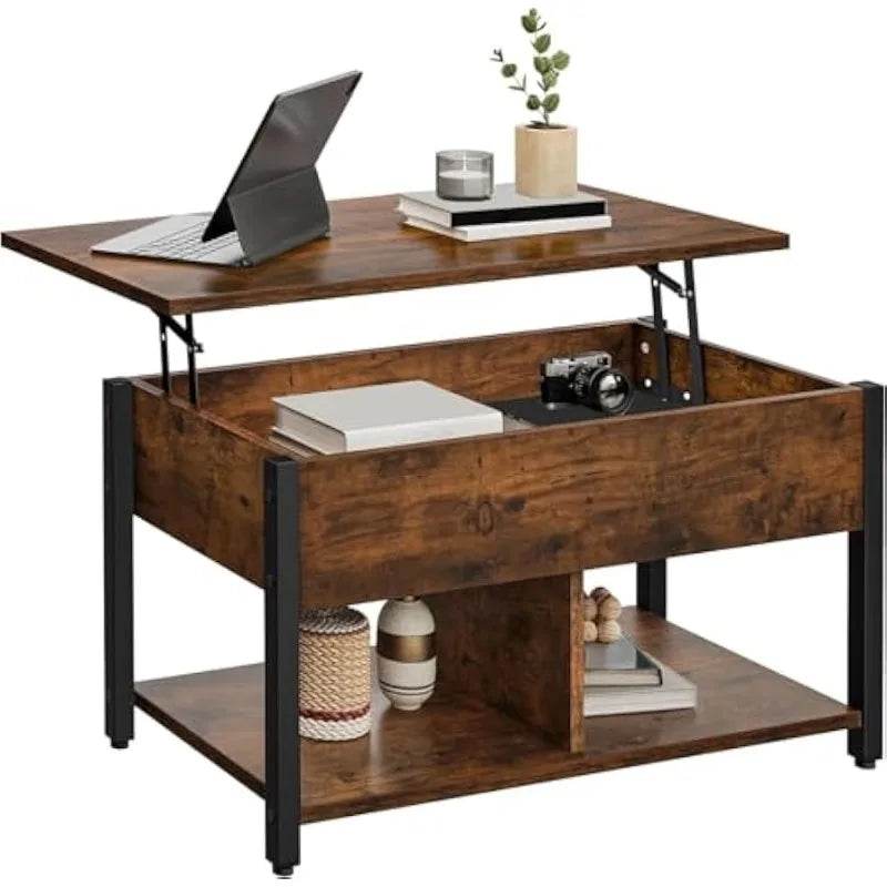 Rustic Brown Lift Top Coffee Table - Calmora - Sleep Galleria