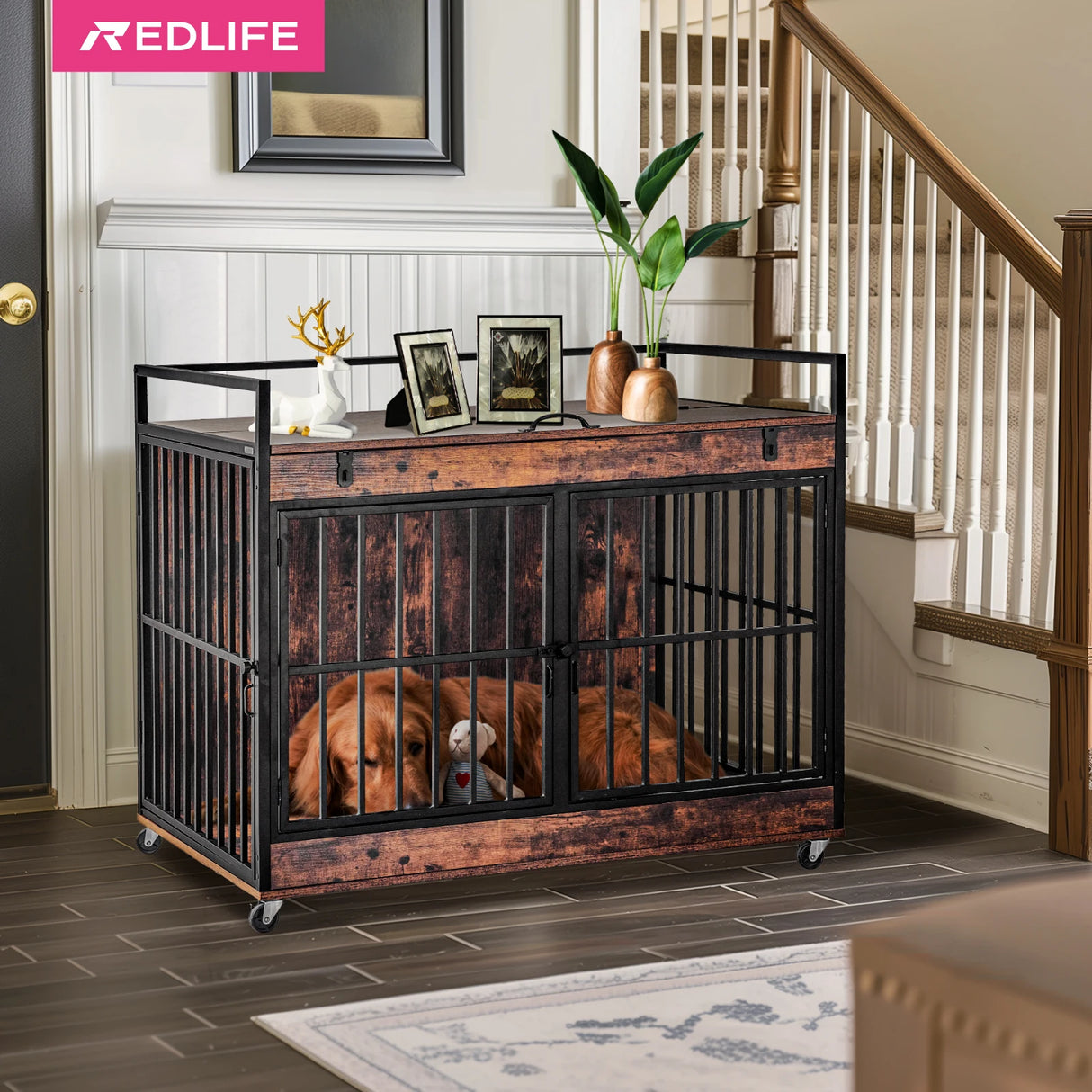 Industrial Wood Heavy Duty Large Dog Crate With Wheels