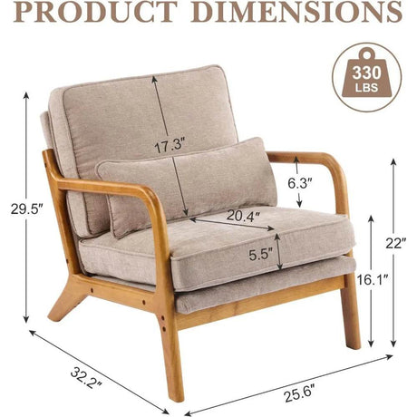 Mid - Century Modern Chenille Armchair with Lumbar Pillow - Calmora - Sleep Galleria