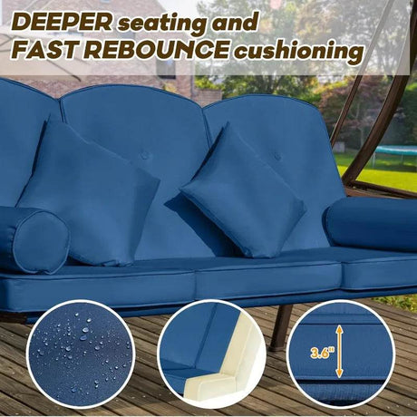 3 Seat Outdoor Porch Swing with Canopy - Calmora - Sleep Galleria
